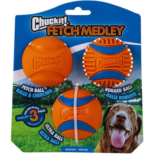 Assortiment de balles Fetch Medley 3e génération moyennes paquet de 3 - jouet pour chien