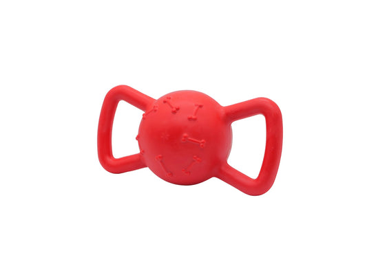 Jouet en caoutchouc pour chien balle avec poignées rouge 20 cm
