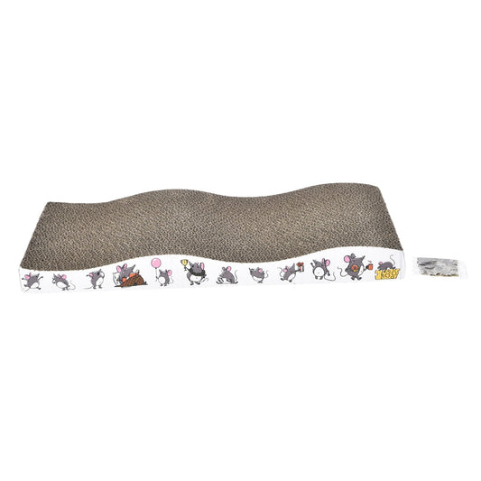 Boîte à gratter en carton pour chat avec herbe à chat