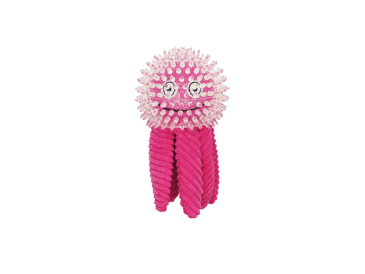 Jouet dans un jouet pour chien pieuvre à pointes rose 23 cm