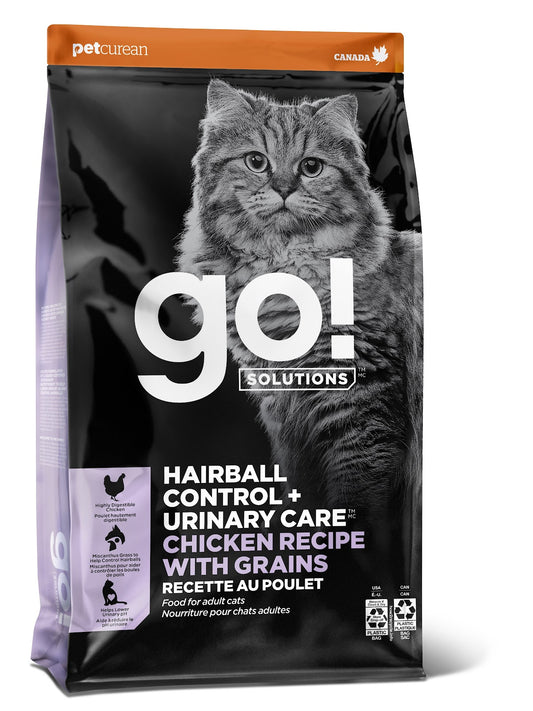 Nourriture sèche Go! Solutions Contrôle des boules de poils + soins urinaires pour chat