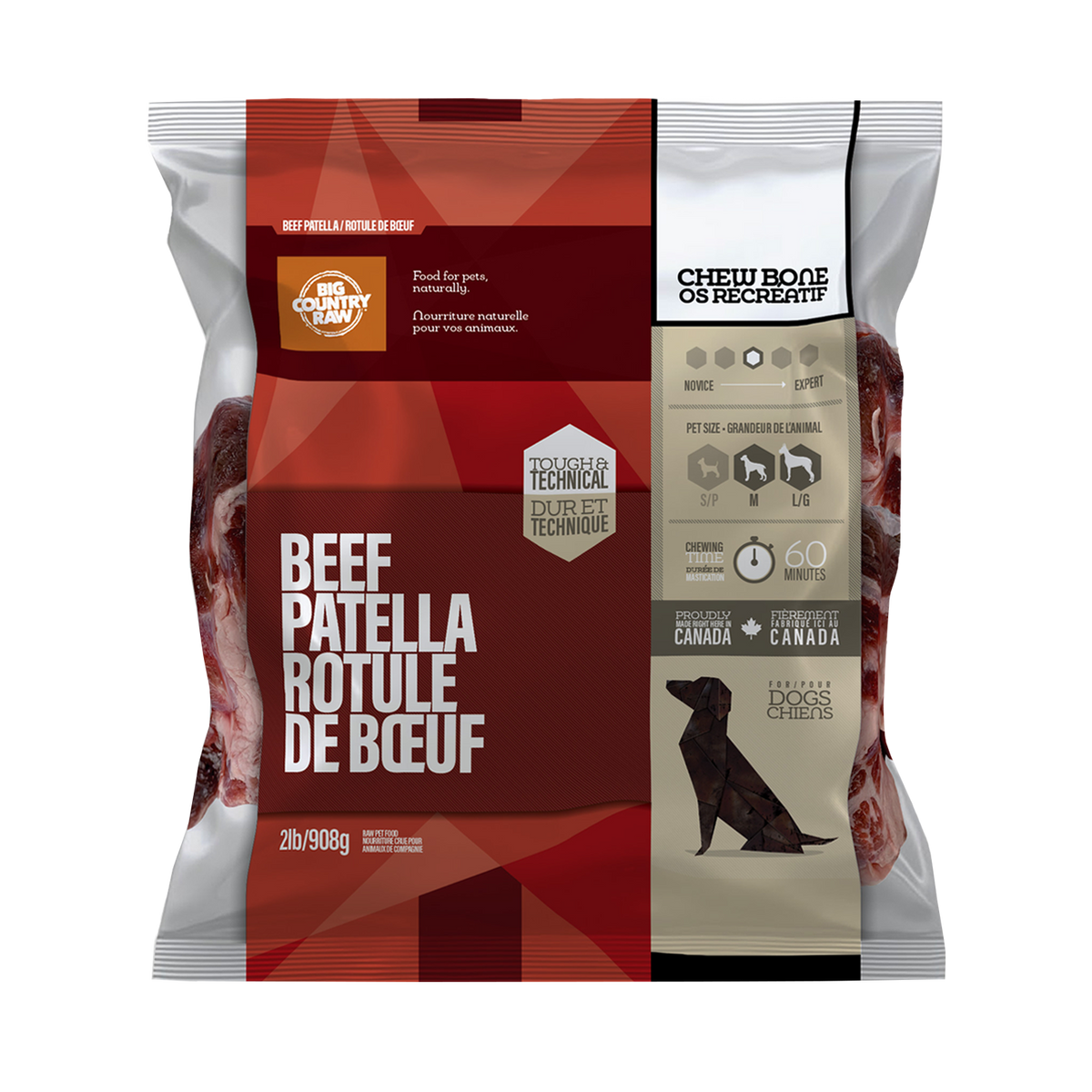 Rotule de bœuf 2 lb - os cru pour chien