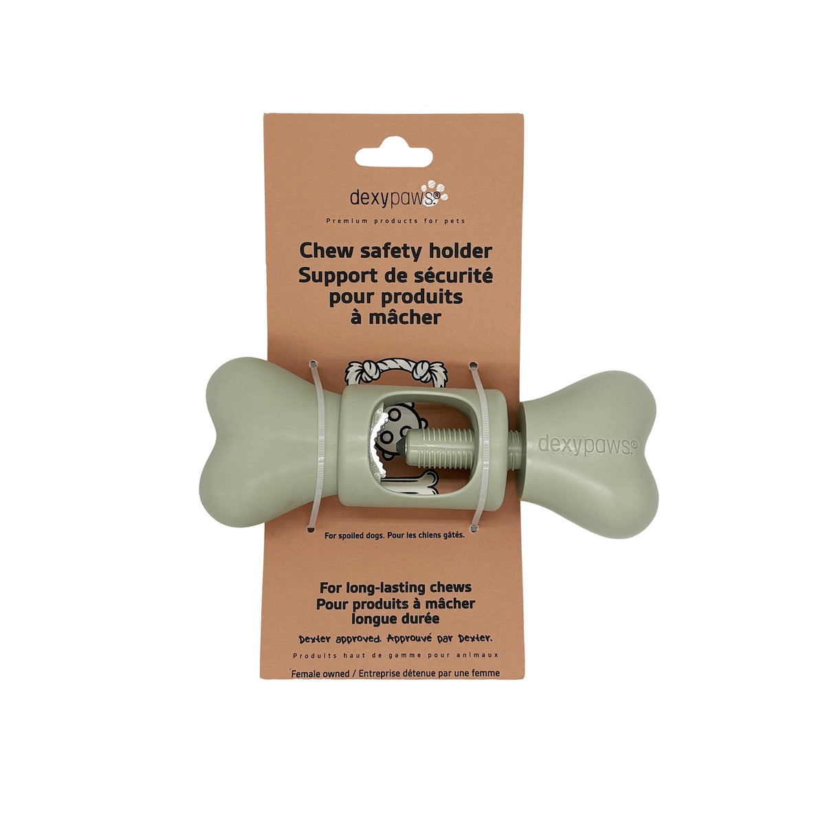 Support à gâteries à mâcher vert sauge pour chien