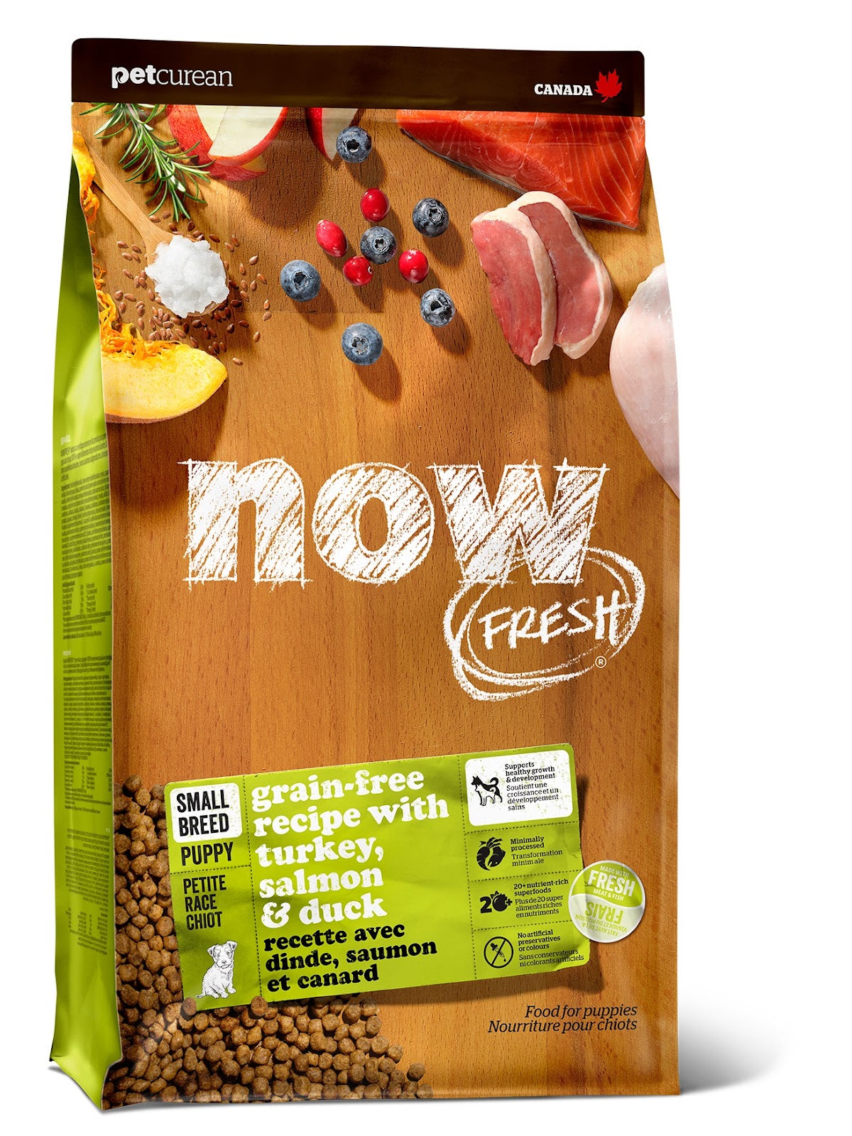 Nourriture sèche Now Fresh sans grains pour chiot de petite race, dinde, saumon et canard