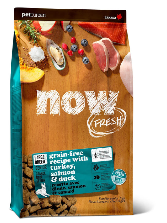 Nourriture sèche Now Fresh sans grains pour chien sénior de grande race, dinde, saumon et canard, 25 lb