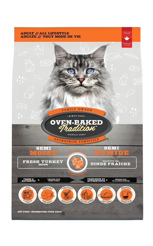Nourriture semi-humide à la dinde pour chat - Oven-Baked Tradition