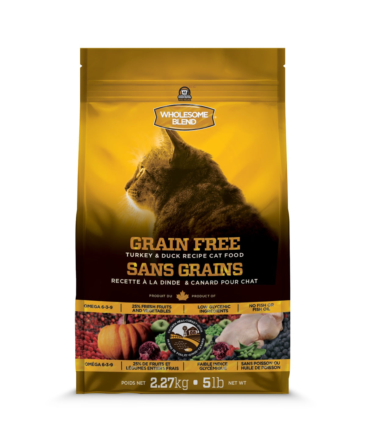 Nourriture sèche sans grains Wholesome Blend pour chat, dinde et canard