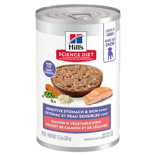 Estomac et peau sensibles chiot ragoût de saumon et légumes - nourriture humide pour chien 354 g