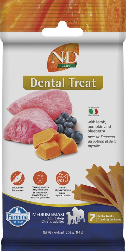 Gâteries dentaires N&D Citrouille pour chien