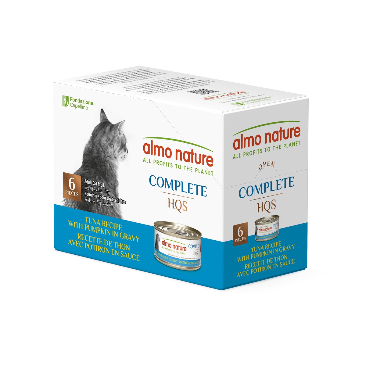 Nourriture humide HQS Complete au thon avec potiron en sauce pour chat 70 g (paquet de 6)