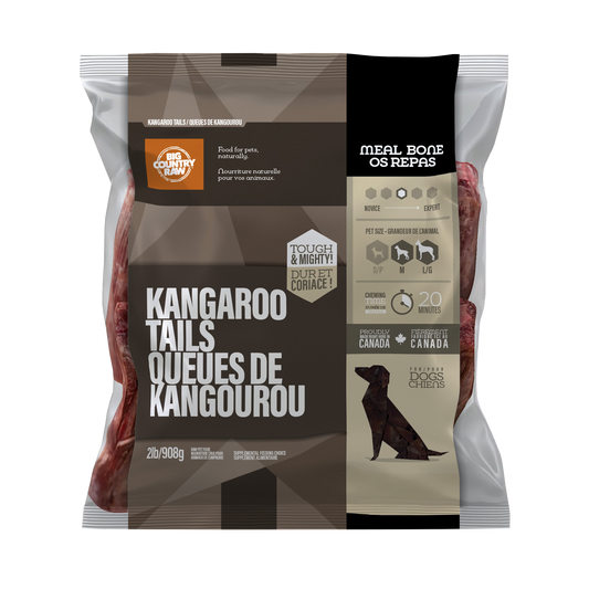 Queues de kangourou 2 lb - os cru pour chien