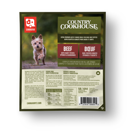 Nourriture légèrement cuite Country Cookhouse au bœuf pour chien - Caravan