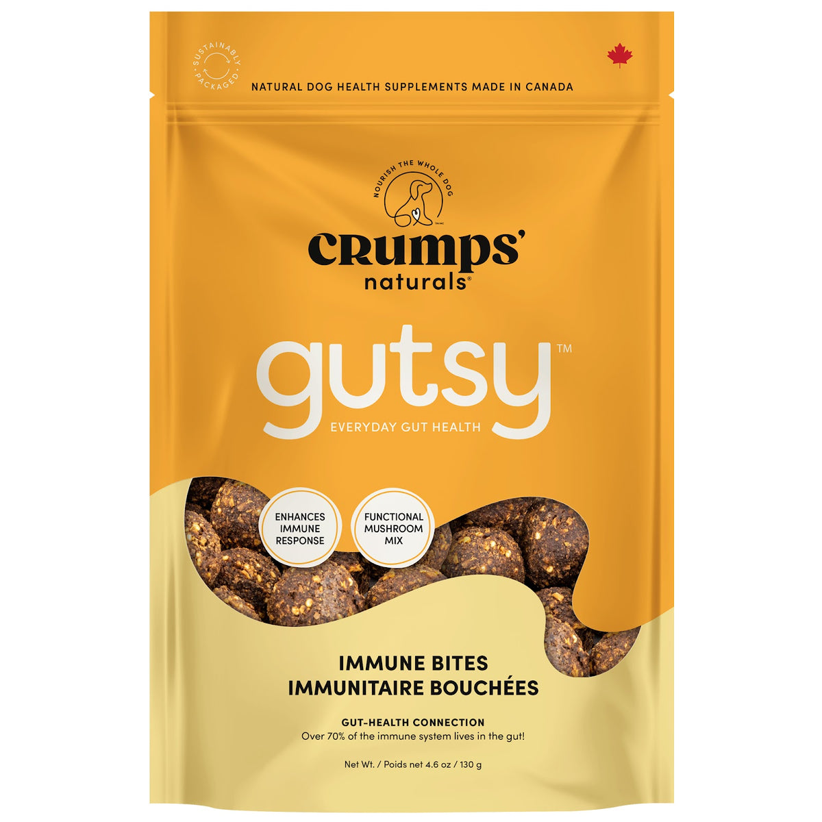 Gâteries fonctionnelles Gutsy bouchées immunitaires pour chien 130 g