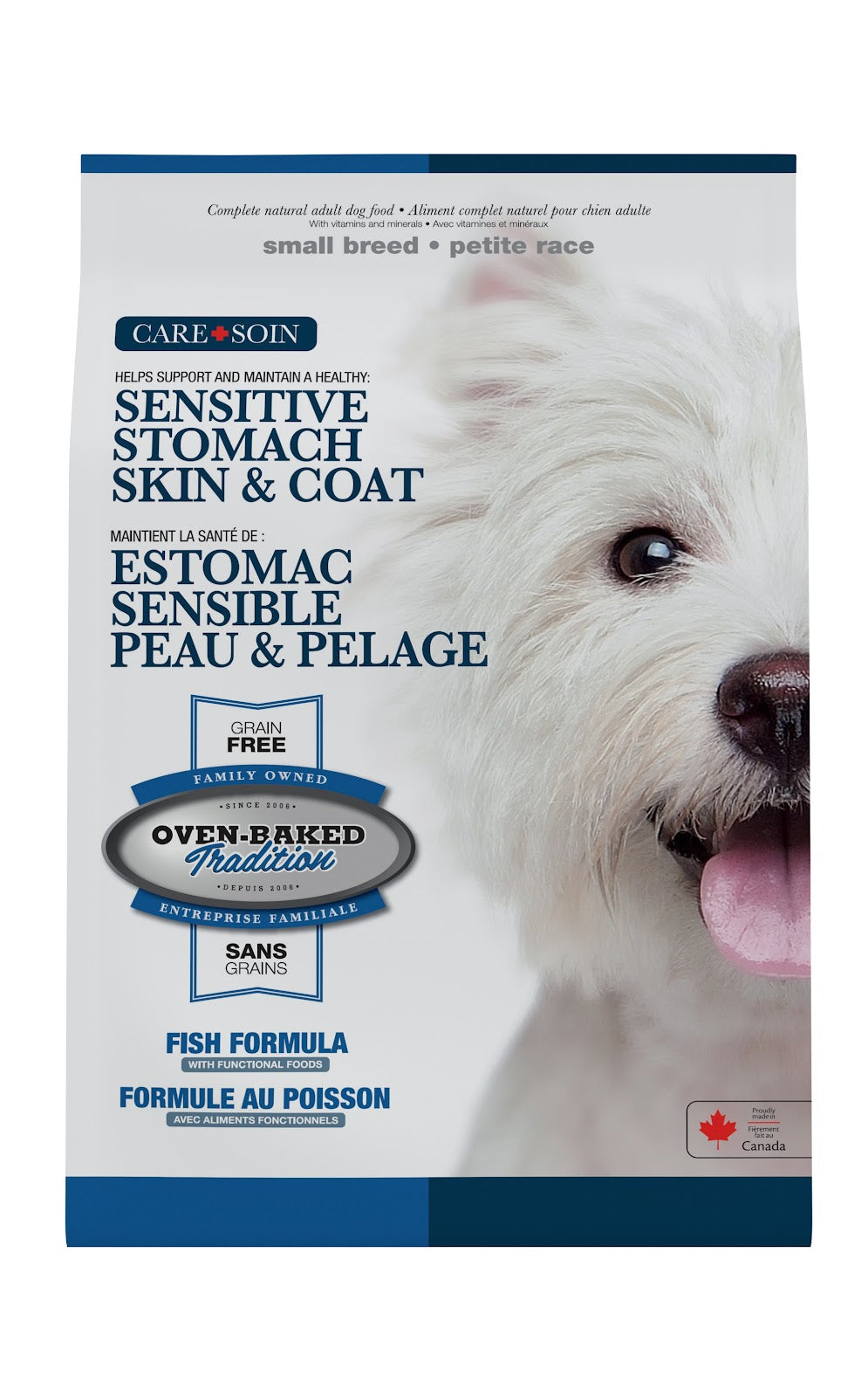 Nourriture sèche sans grains peau et estomac pour chien de petite race