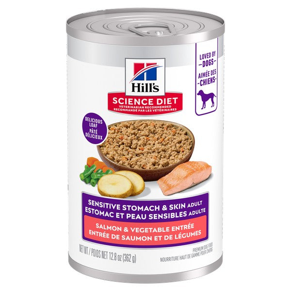 Estomac et peau sensibles adulte entrée de saumon et légumes - nourriture humide pour chien 363 g