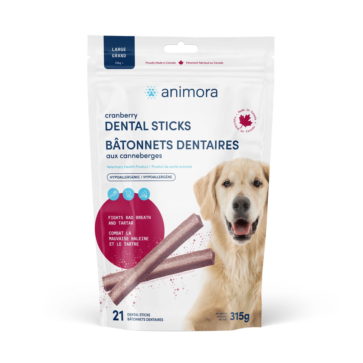 Bâtonnets dentaires aux canneberges pour chien