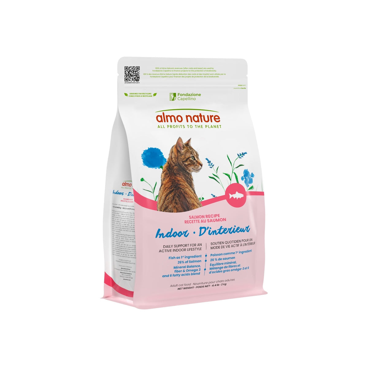 Nourriture sèche pour chat d'intérieur, saumon 2 kg