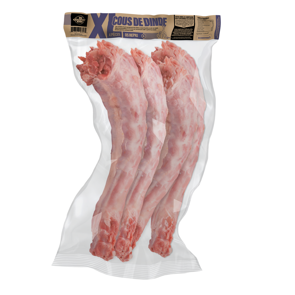 Cous de dinde XL (4 morceaux) - os cru pour chien