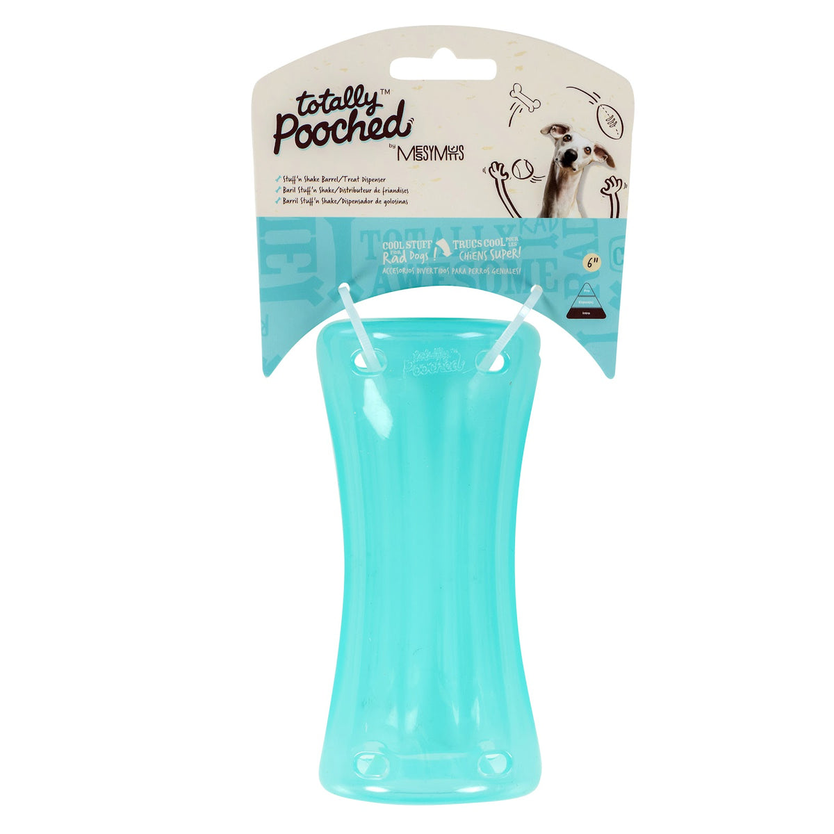 Jouet en caoutchouc Totally Pooched Stuff 'n Shake Barrel, bleu