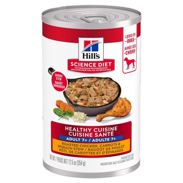 Cuisine santé sénior 7+ ragoût de poulet rôti, carottes et épinards - nourriture humide pour chien 354 g