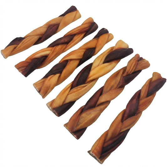 Bâton de collagène de bœuf tressé, brun et naturel