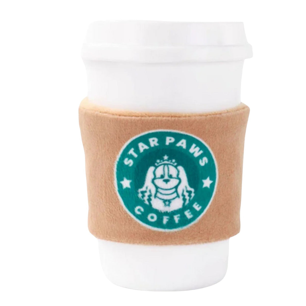 Jouet craquant en caoutchouc et tissu Heure du café pour chien, café Starpaws