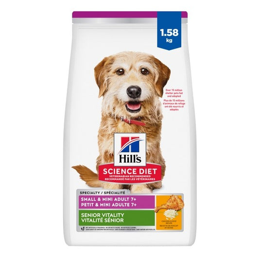 Vitalité sénior 7+ petite race poulet et riz - nourriture sèche pour chien 1,58 kg