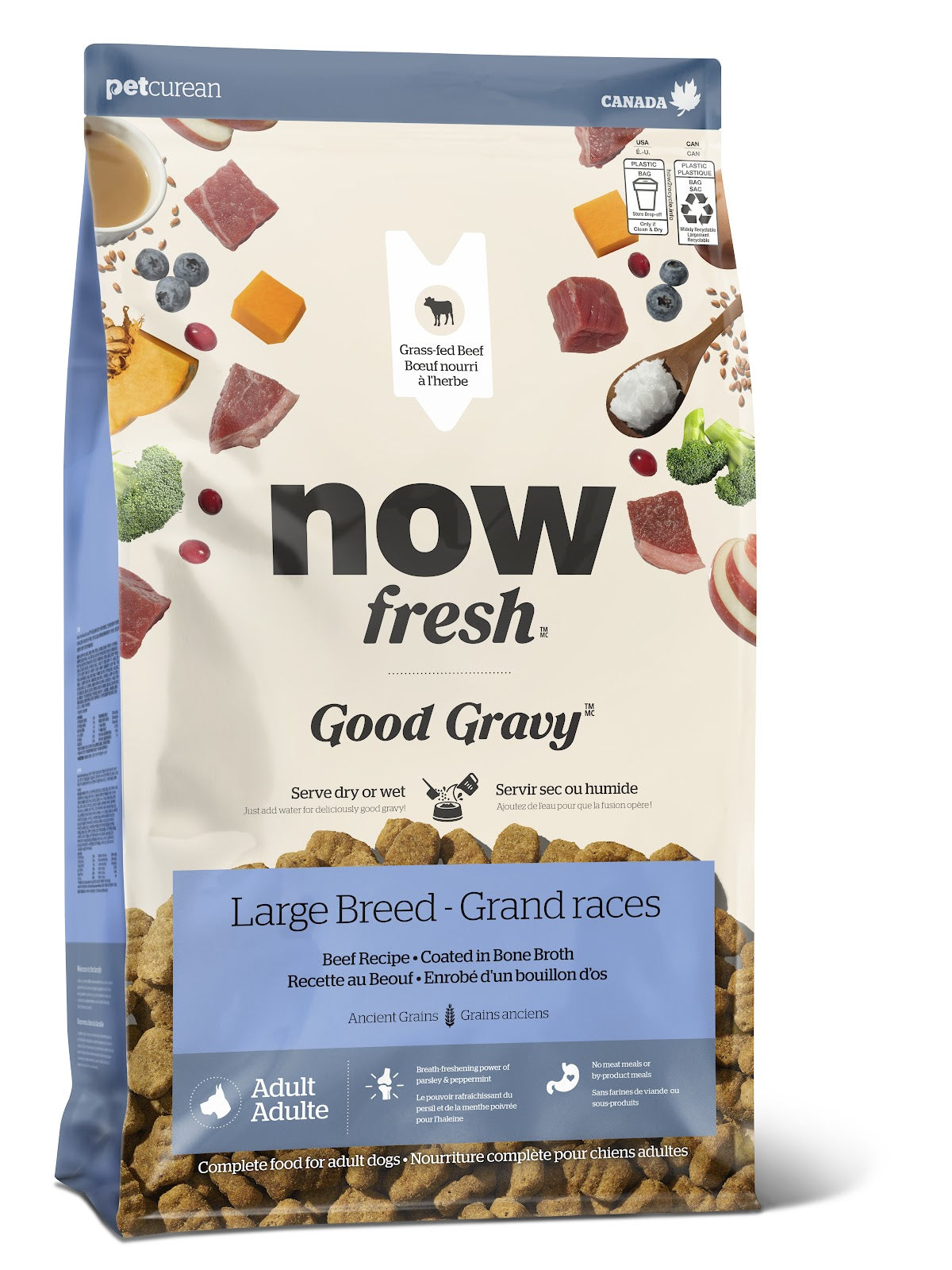 Nourriture sèche Now Fresh Good Gravy aux grains anciens pour chien de grande race, bœuf