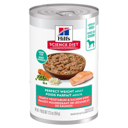 Poids parfait adulte ragoût de légumes et saumon - nourriture humide pour chien 354 g