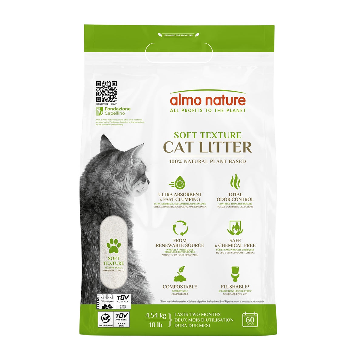 Fibre végétale contrôle des odeurs Almo Nature - litière agglomérante pour chat