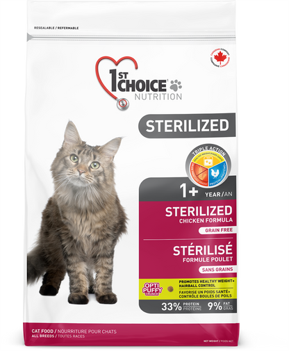 Nourriture pour chat stérilisé sans grains - Poulet