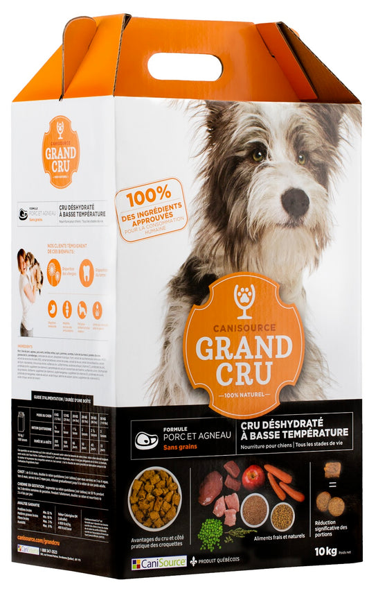 Nourriture déshydratée Grand Cru sans grains pour chien, porc et agneau 10 kg