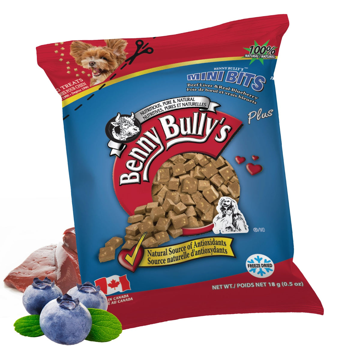 Gâteries en mini bouchées pour chien en mini sac