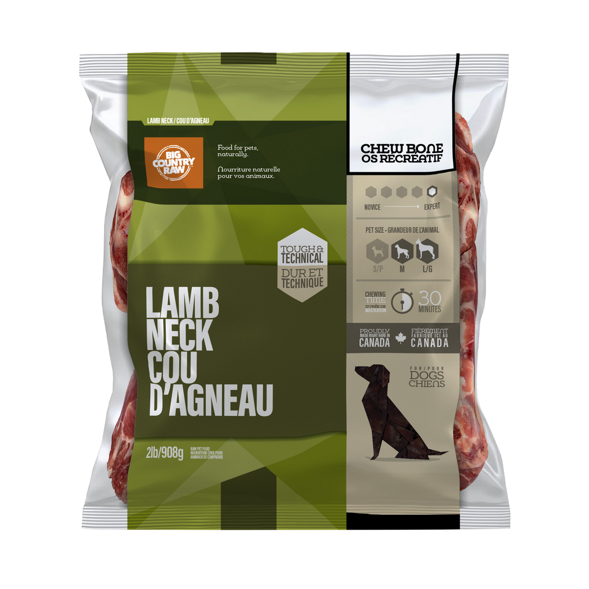 Cou d'agneau 2 lb - os cru pour chien