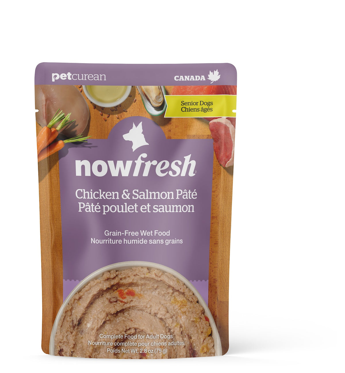 Nourriture humide Now Fresh sans grains pour chien sénior, pâté poulet et saumon, 2,8 oz