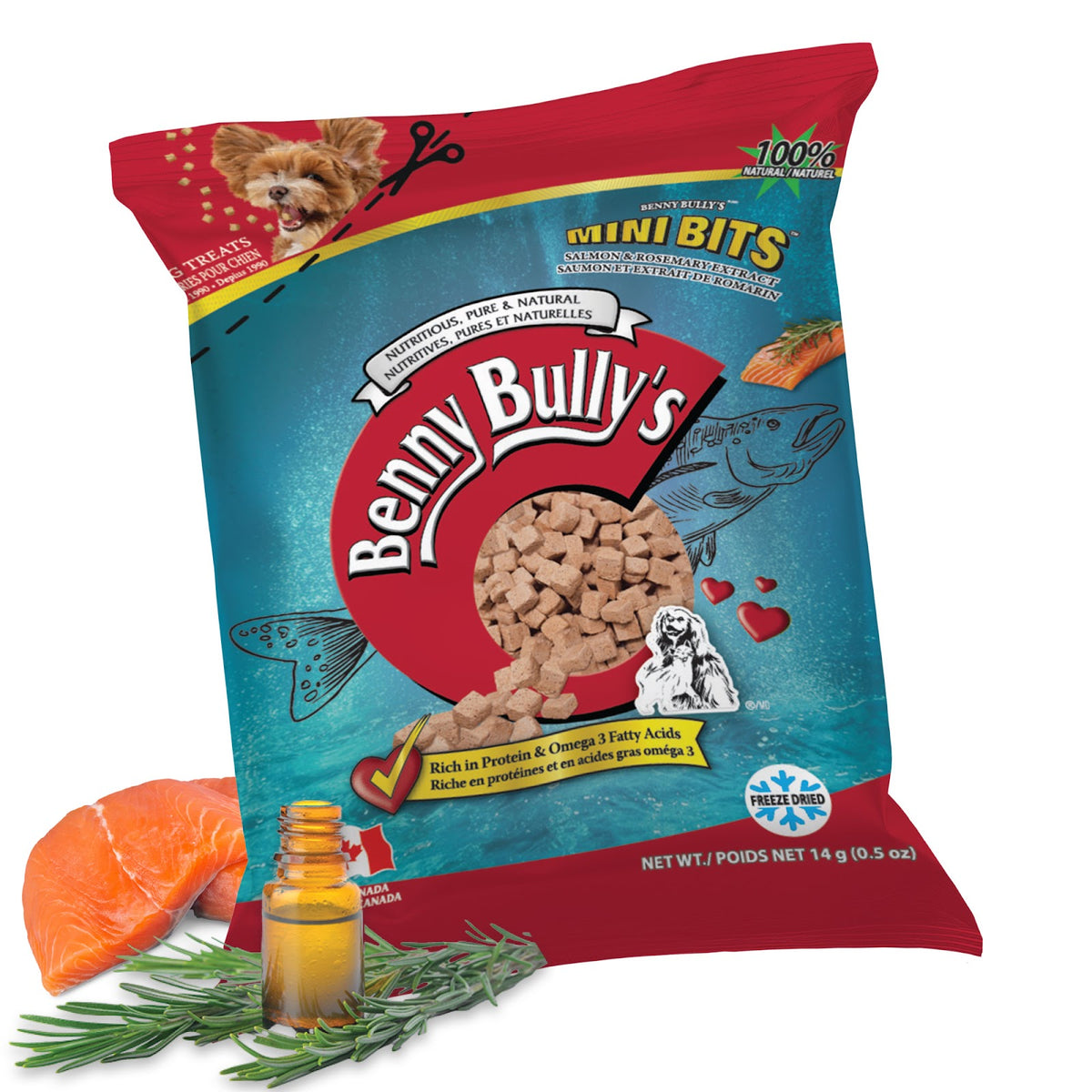 Gâteries en mini bouchées pour chien en mini sac