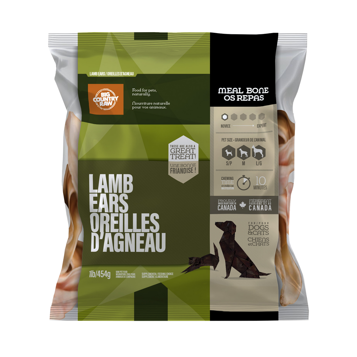 Oreilles d'agneau 1 lb - os cru pour chien et chat