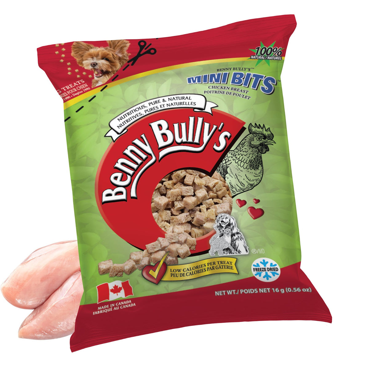 Gâteries en mini bouchées pour chien en mini sac