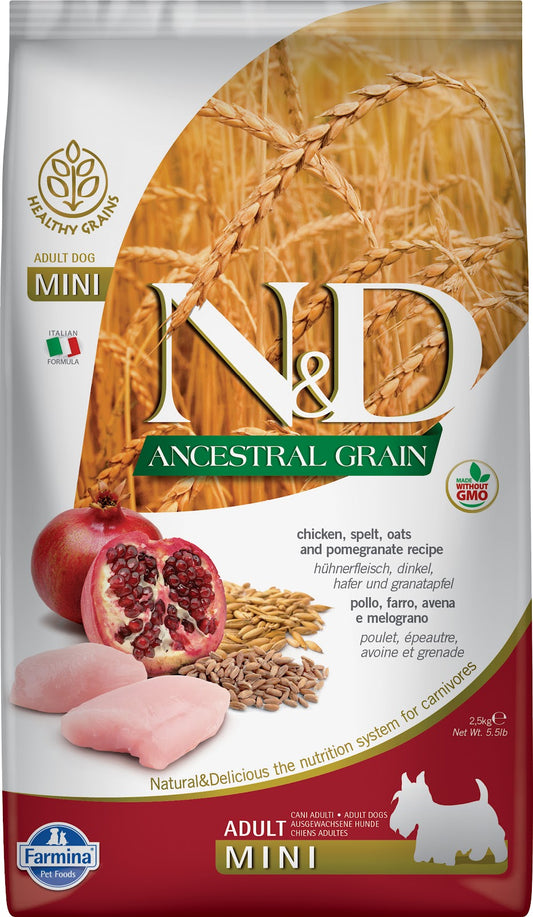 Nourriture sèche N&D Grains ancestraux pour chien de races mini