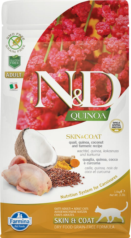 Nourriture sèche N&D Quinoa Peau et poils sans grains pour chat