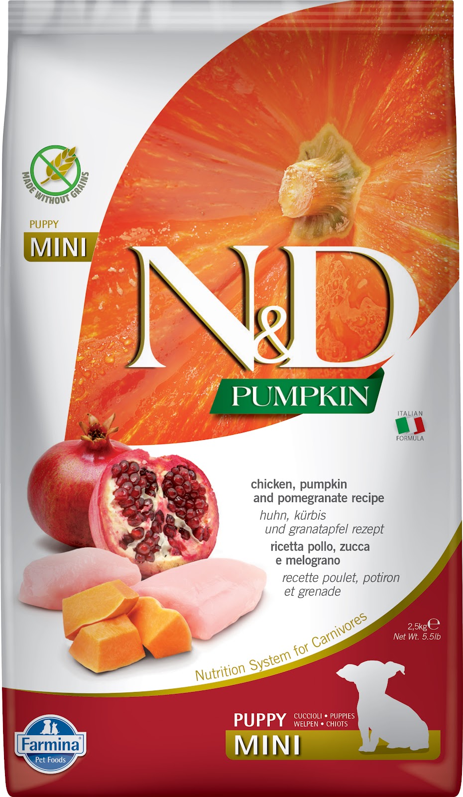 Nourriture sèche N&D Citrouille sans grains pour chiot de races mini