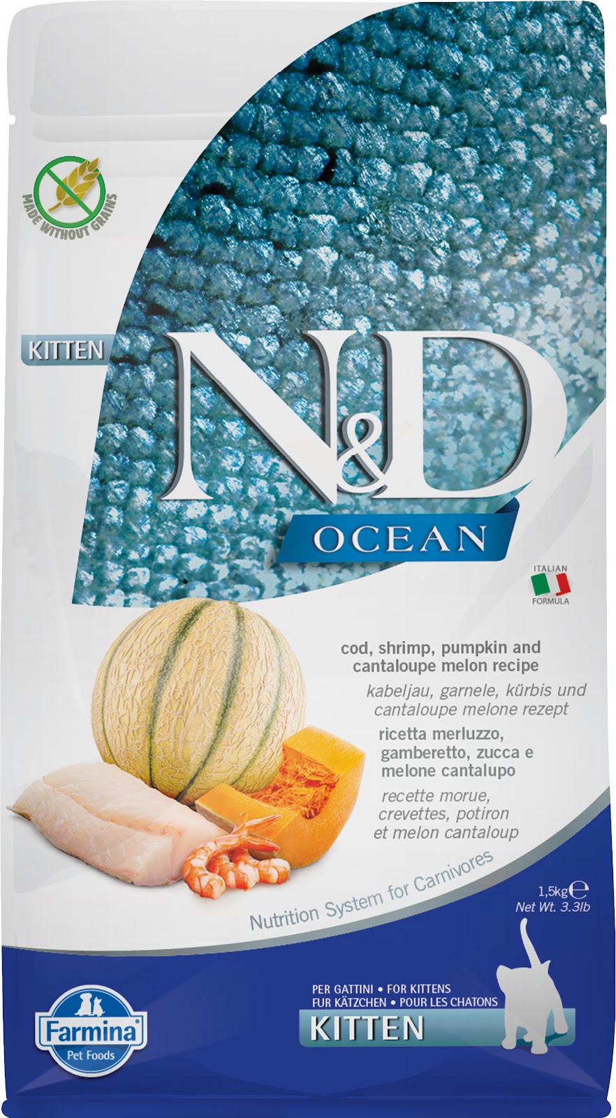 Nourriture sèche N&D Ocean sans grains pour chaton