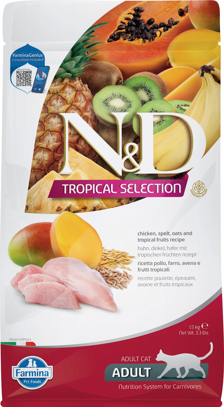 Nourriture sèche N&D Tropical Selection pour chat adulte