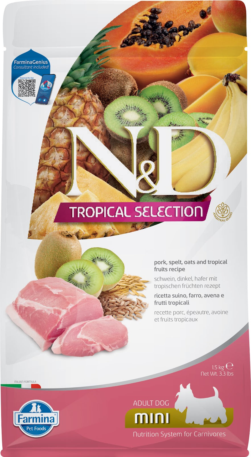Nourriture sèche N&D Tropical Selection pour chien de races mini