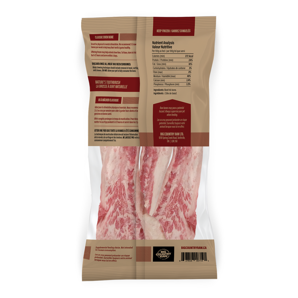 Côtes de bœuf XL (4 morceaux) - os cru pour chien