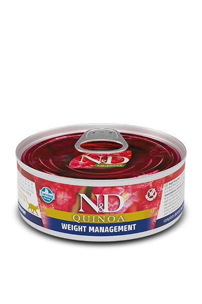 Nourriture humide N&D Quinoa Contrôle de poids sans grains pour chat, agneau, 2,8 oz