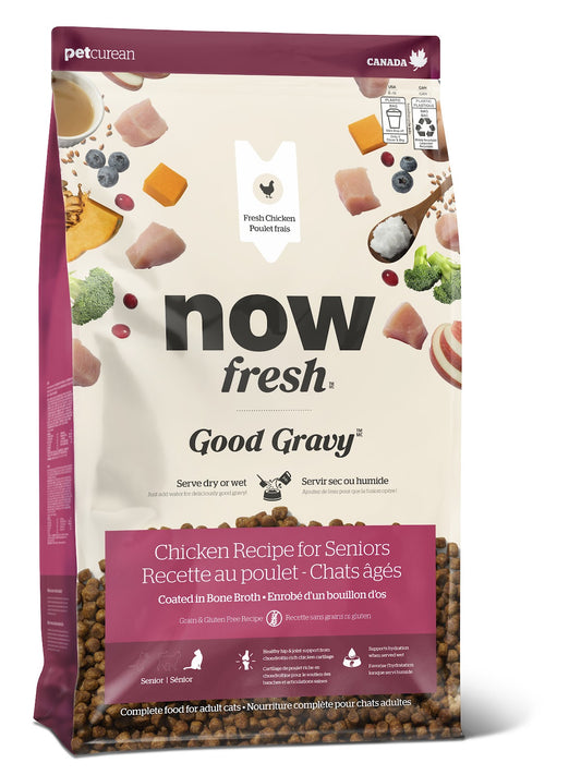 Nourriture sèche Now Fresh Good Gravy sans grains pour chat sénior, poulet