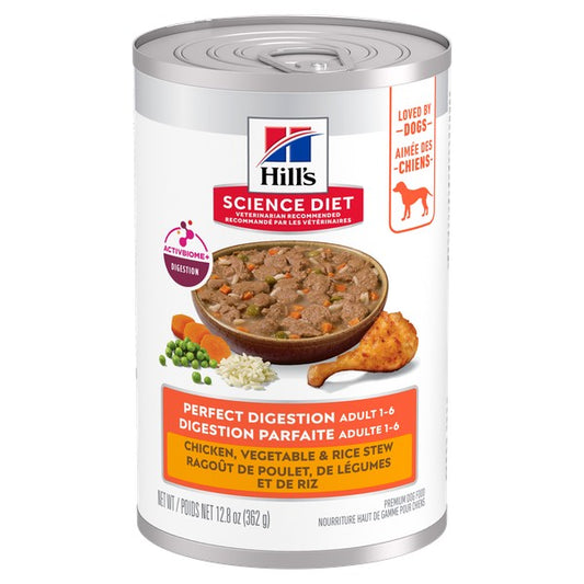 Digestion parfaite adulte ragoût de poulet, légumes et riz - nourriture humide pour chien 363 g