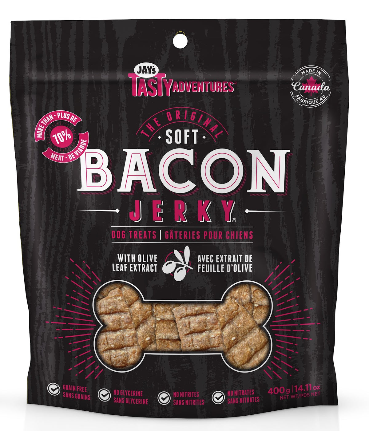 Jerky Tasty tendre au bacon pour chien - Jay's