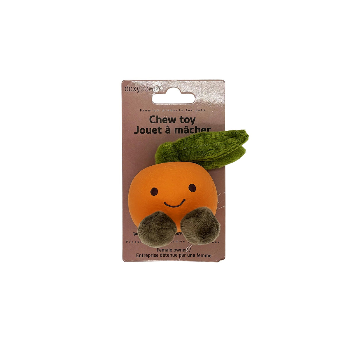 Jouet en latex et peluche orange 3 po pour chien petite race